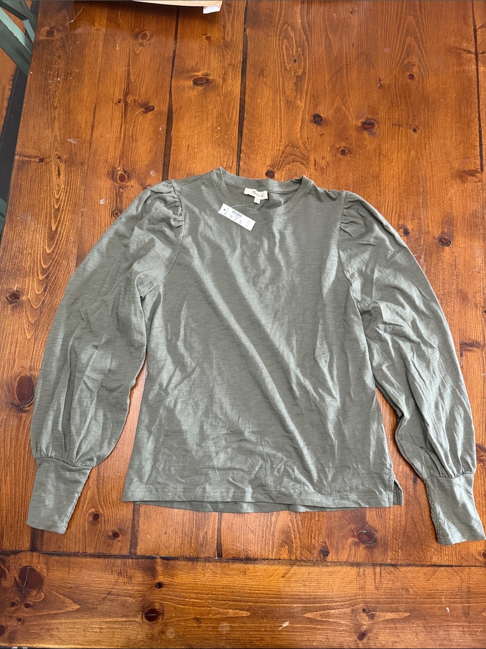 Madewell Olive Puff-Sleeve Long-Sleeve Tee